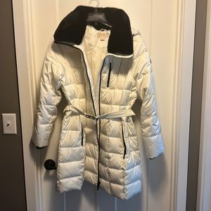 Michael Kors XL Quilted, hooded, faux fur collar long winter coat jacket worn 2x